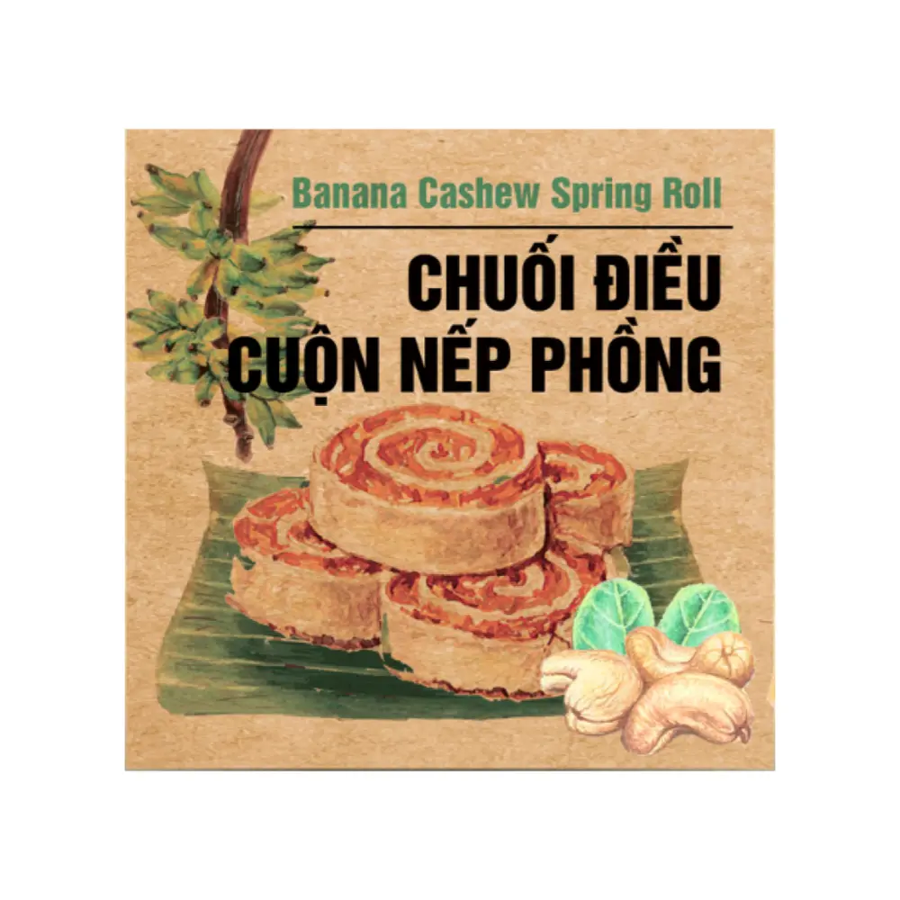 Chuối Điều Cuộn Nếp Phồng, Banana Cashew Spring Roll (50g) - NAM XANH